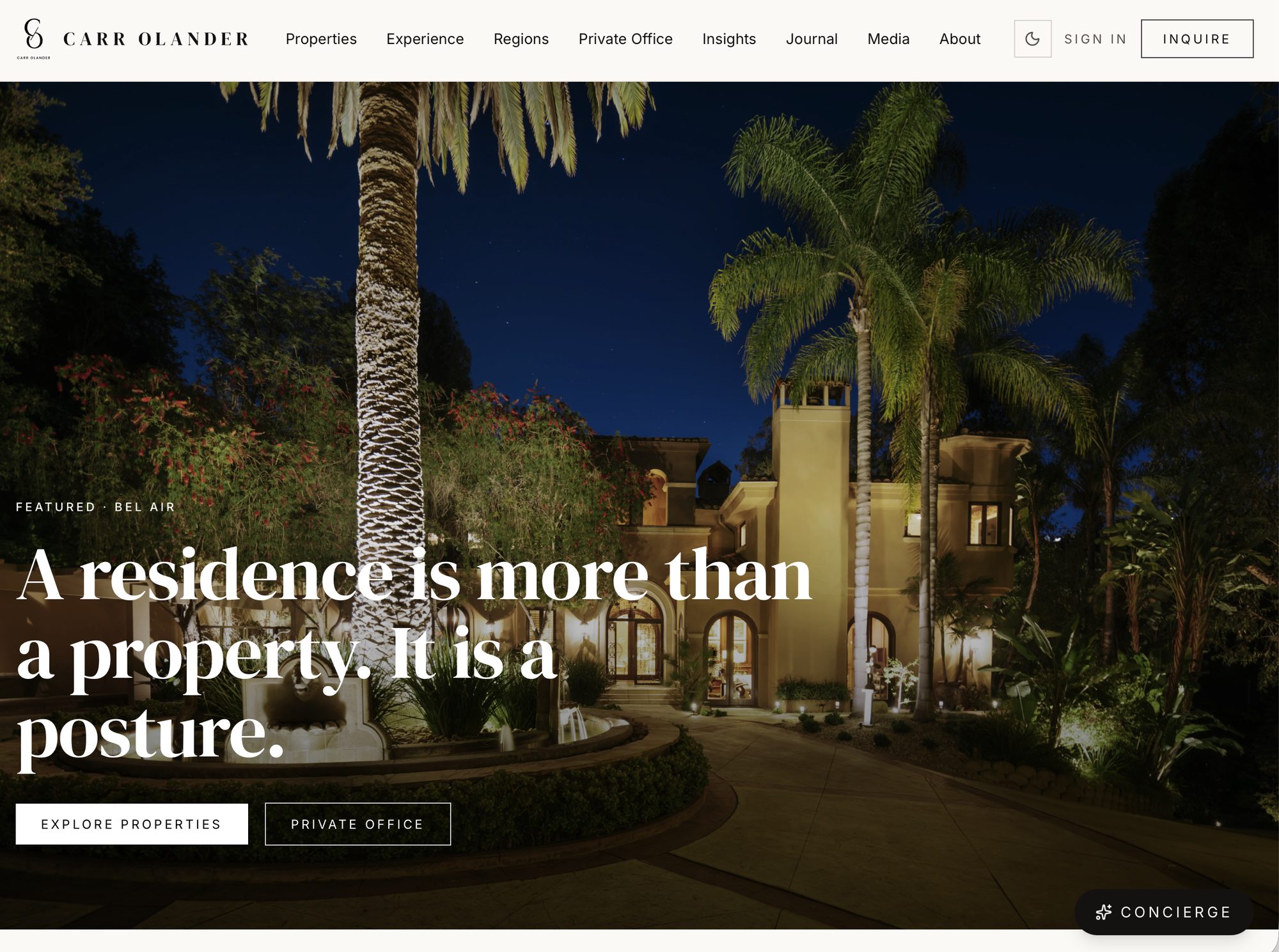 Carr Olander — An editorial rebuild for a modern luxury brokerage